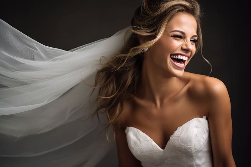 Happy bride in wedding dress Happy bride in wedding dress
